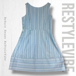 LANDS’ END Women’s Size 12 Dress Cotton Lined Striped Sleeveless Mini Length